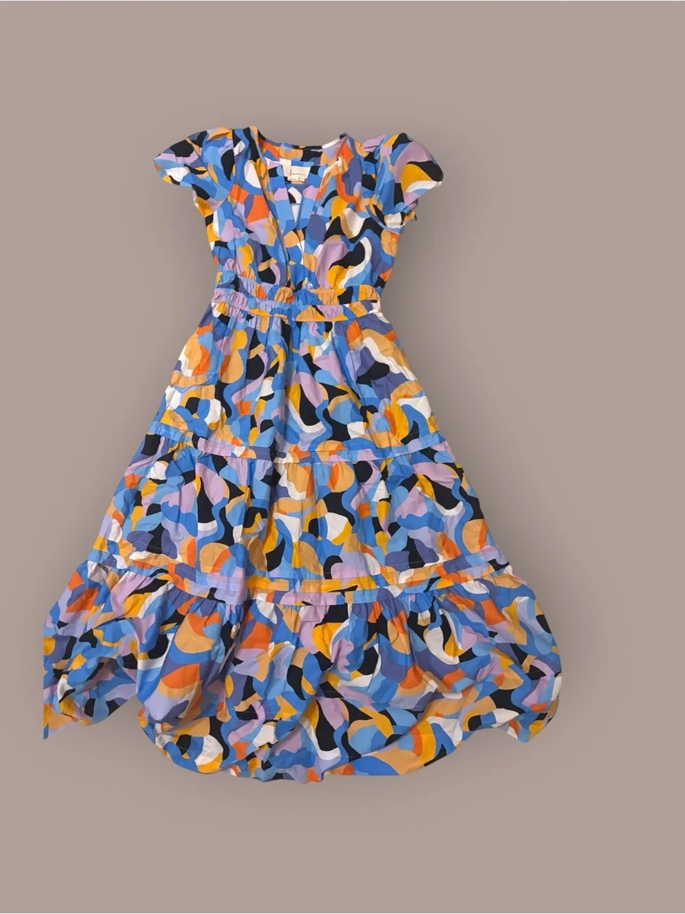 Anthropologie Somerset Multicolor Abstract Print Tiered Maxi Dress - Picture 2 of 4